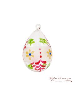 Easter Egg, 6 cm, transparent with red flowers