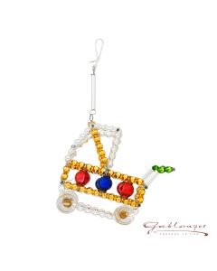 Pram made of glass beads, 6 cm, colourful