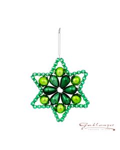 Star made off glass beads, 6 cm, green