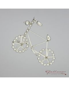 Bicycle made of glass beads, 10 cm, silver