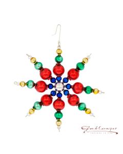 Snowflake made of glass beads, 10 cm, colorful