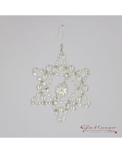 Stern mit Blume aus Glasperlen, cm, silber