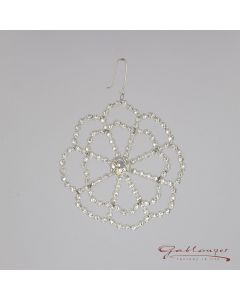 Blume aus Glasperlen mit Elementen aus Glassteinen,  cm, silber