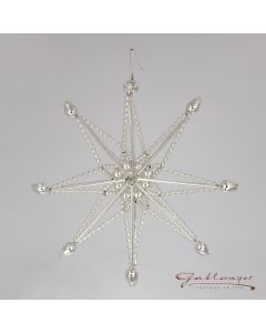 Großer Stern aus Glasperlen mit Elementen aus Glassteinen, cm, silber