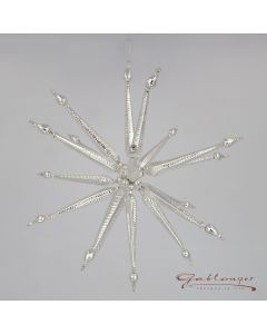 Great star made of glass beads, 3-dimensional, 20 cm, silver