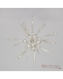 Great star made of glass beads, 3-dimensional, 20 cm, silver