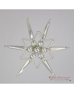 Stern mit Clip aus Glasperlen, 10 cm, silber