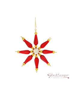 Stern aus Glasperlen, 7 cm, rot-gold