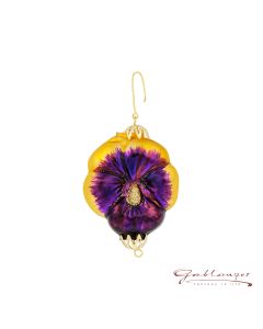 Viola made of glass beads, 6 cm, yellow-purple