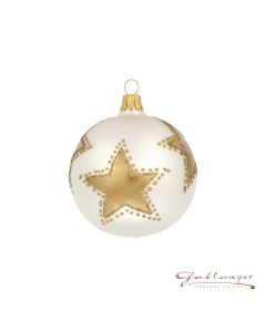 Christmas Ball, 7 cm, white opal with stars