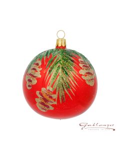 Christmas Ball made of glass, 8 cm, red-green-gold