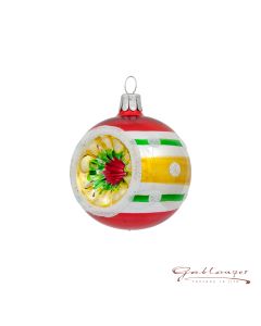 Christbaumkugel aus Glas, 6 cm, silber-bunt, gestreift mit Stich