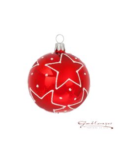 Christmas Ball made of glass, 7 cm, red with white stars