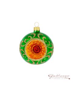 Christbaumkugel aus Glas, 7 cm, grün mit Stich