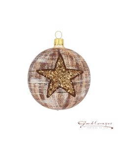 Christmas Ball, 8 cm, brown with star