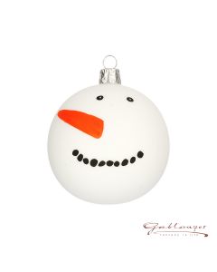 Christmas Ball, 8 cm, funny snowman, white