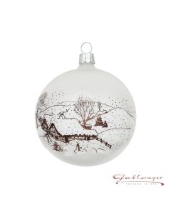 Christmas Ball made of glass, 8 cm, transparent with snowy landscape