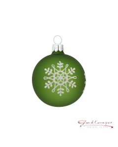 Christmas Ball made of glass, 6 cm, green with a white star