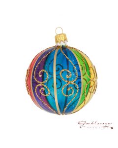 Christmas Ball made of glass, 8 cm, oriental with golden glitter