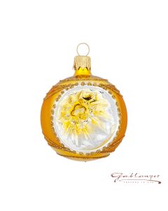 Christbaumkugel aus Glas, 6 cm, gold mit Reflektor 