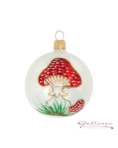 Christmas Ball made of glass, 7 cm, toadstool