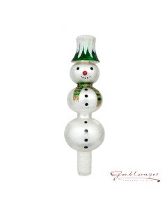 Tree topper made of glass, 24 cm, snowman with hat