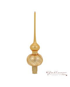 Christbaumspitze aus Glas, 28 cm, matt gold mit Linien