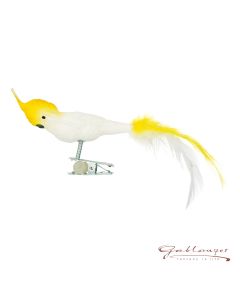 Glass figure, cockatoo, yellow-white
