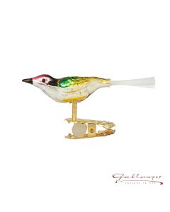 Glass figure, Mini-bird, red-gold-green