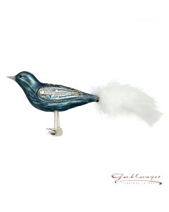 Glasvogel, 16 cm, blaugrau mit weißen Federn