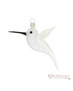 Glass figurine, Hummingbird, 10 cm, white