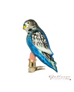 Glass figure, Budgie, 11 cm, blue