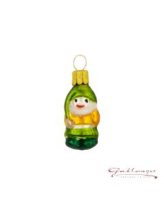 Glass figure, Mini dwarf, 4 cm, green-yellow