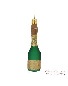 Glass figurine, Champagne bottle, 9 cm, green