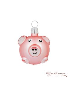 Glass figure , pig, 4 cm, pink