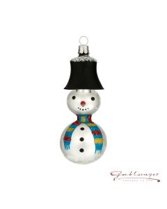 Glass figure, Snowman, 11 cm, white