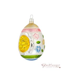 Easter Egg made of glass with reflector, 10 cm, flowers