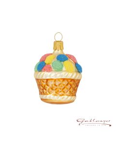 Glass figure, Easterbasket with colourful eggs, 7 cm