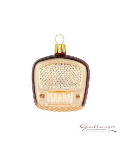 Glass figure, Nostalgic radio, 5,5 cm, winered, gold