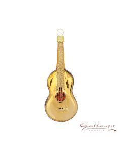 Glass figure, guitar, 12 cm, wine-red, gold