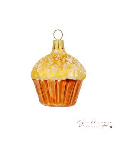 Glass figure, muffin with sprinkles, brown-gold