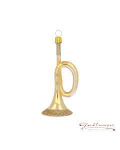 Glasfigur, Trompete, 10 cm, gold