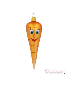 Glasfigur, Karotte mit lachendem Gesicht, 12 cm, orange