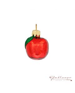 Glasfigur, Miniatur Apfel, 3 cm, rot-gold