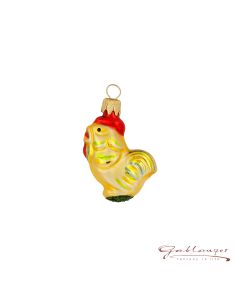 Glass figure, Mini Cock, 5 cm, red-gold-green