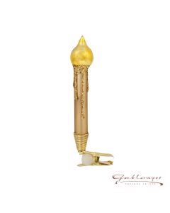 Glasfigur, kleine Kerze am Clip, 8 cm, gold
