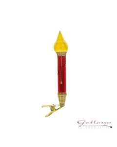 Glasfigur, kleine Kerze am Clip, 8 cm, rot