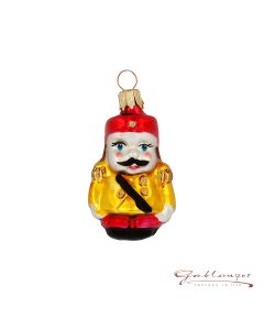 Glasfigur, Soldat, 5 cm, rot-gold