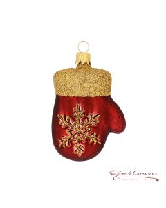 Glass figure, glove, 8 cm, wine-red, gold