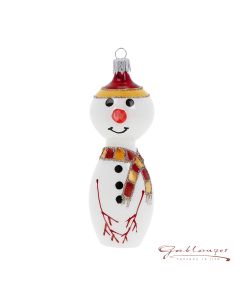 Glass figure, Snowman with long nose, 10.5 cm, white